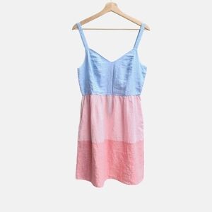 100% Linen Color Block Dress from Cynthia Rowley, Size Medium, Pastel